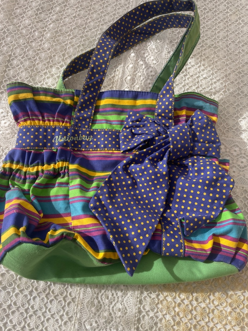 Multicolor Striped Tote with Bow